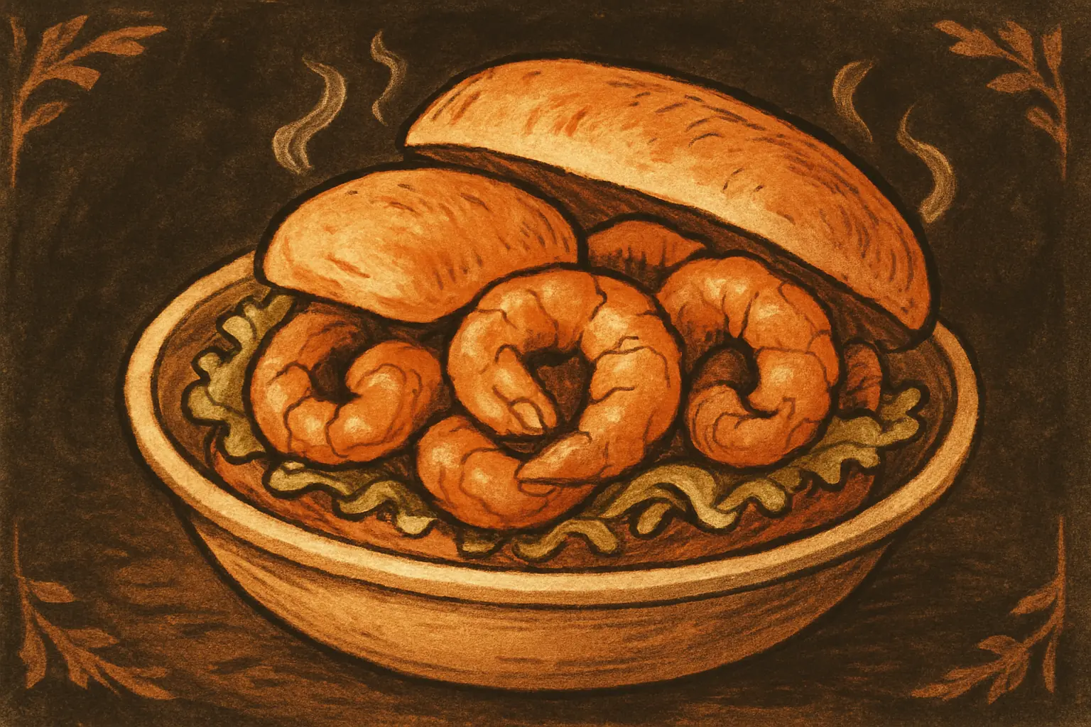 Illustration for Shrimp Po Boy - So good you will want two
